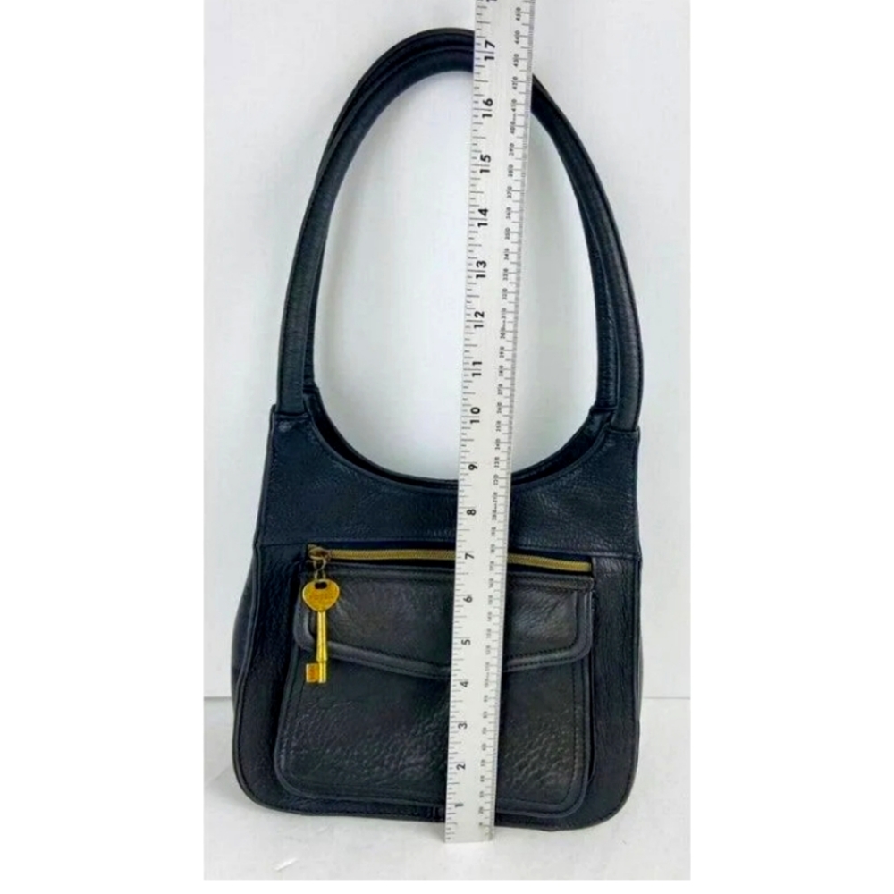 Fossil Vintage 1954 Black Pebbled Leather Double Handle Shoulder bag